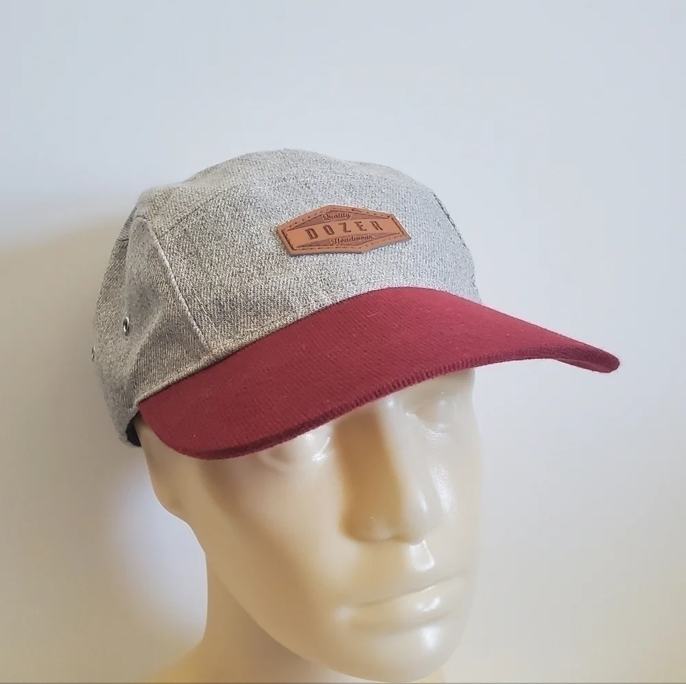 DOZER Quality Headwear Heathered Gray Burgandy Corduroy Youth Boys Hat Cap